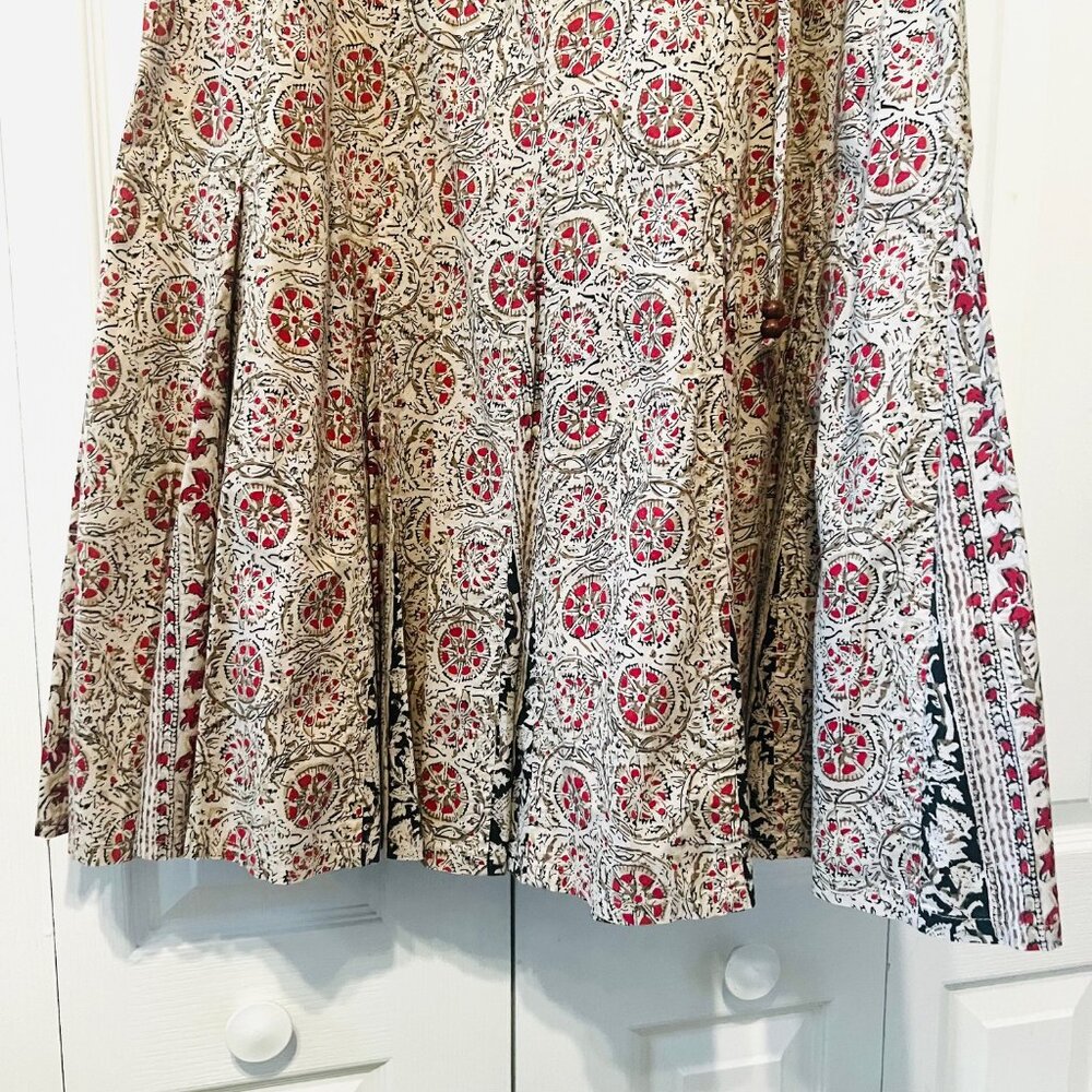 Charter Club-Women's Sz 10P 100% Cotton-Pleated Bottom-Flowy-Lined-Red/Tan/Bl - Picture 6 of 14